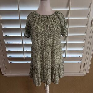 Rails Peek A Boo Cutout Green & White Floral Dress Modern Boho Summer Chic Sz S